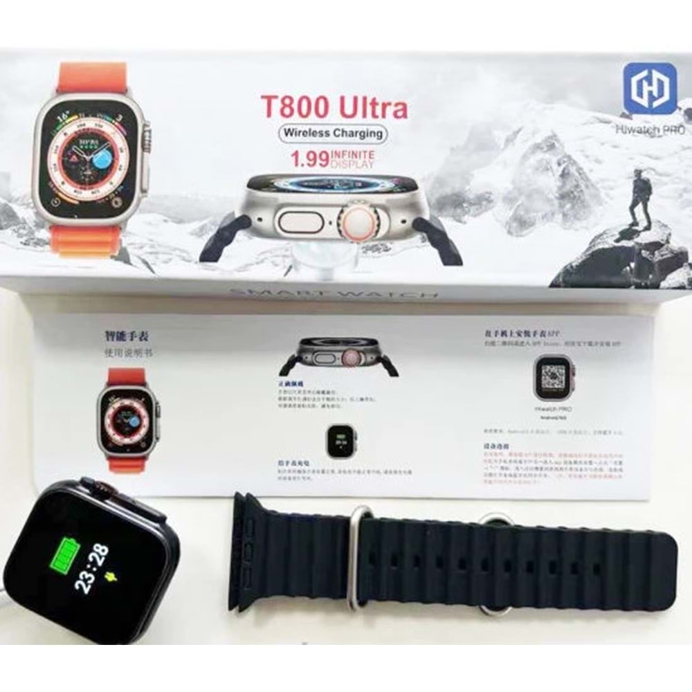 T800 ultra 49mm 1.99” ekranlı akıllı saat – çift kordon, ios & android uyumlu - A2B - KolayMagza