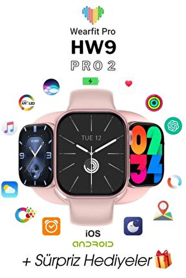 Hw9 pro2 amoled ekranlı 45mm anahtarlık hediyeli ios android uyumlu akıllı saat - A3A