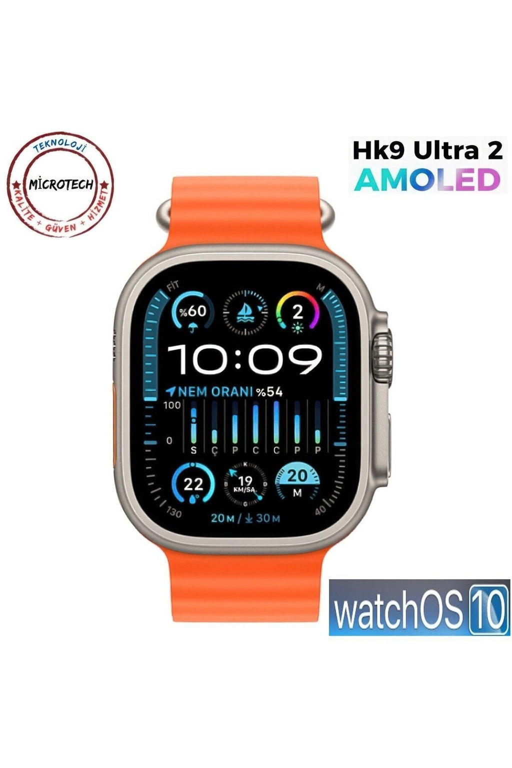 Hk9 ultra 2 49mm gpt yapay zekalı akıllı saat – çift kordon, ultra akıllı deneyim - A1W - KolayMagza