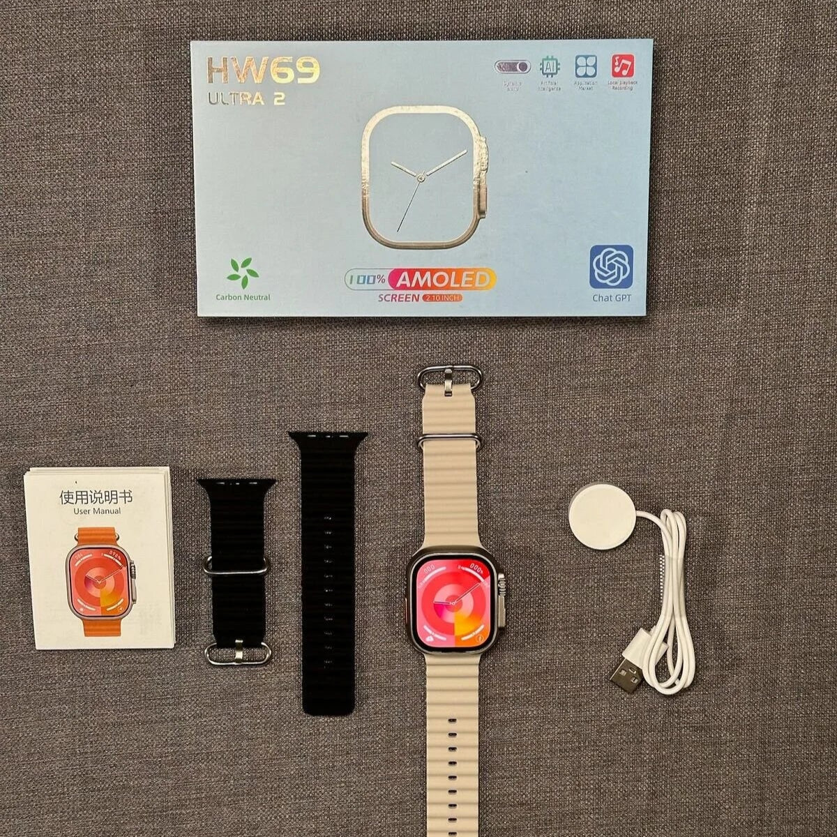 Hw69 ulta2 49mm 2,1 inç amoled ekranlı ios android uyumlu akıllı saat - A3B