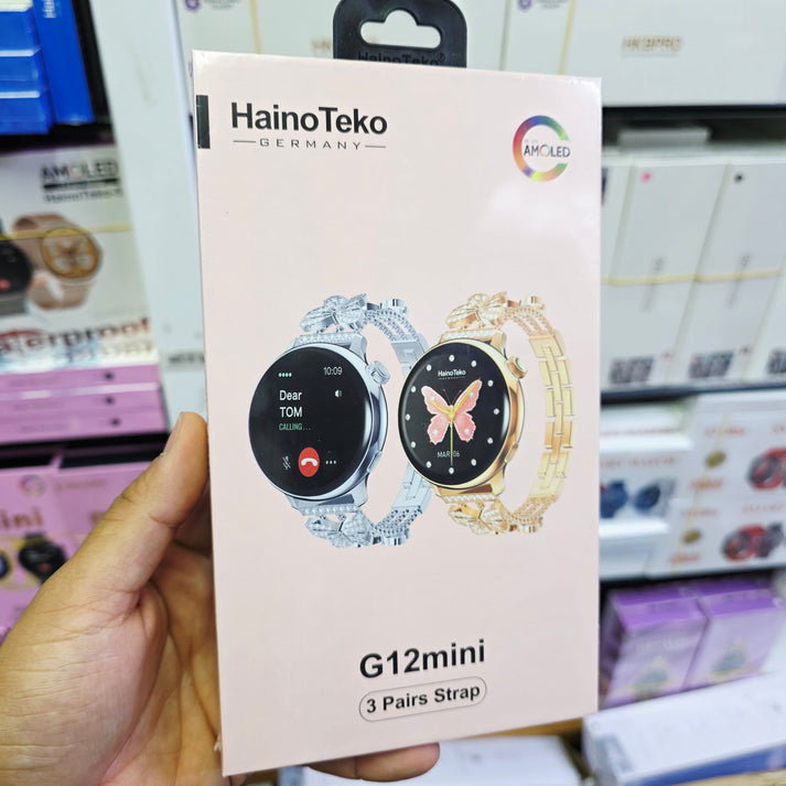 G12 mini amoled yuvarlak ekranlı 3 kordonlu kadınlara özel akıllı saat - A2P