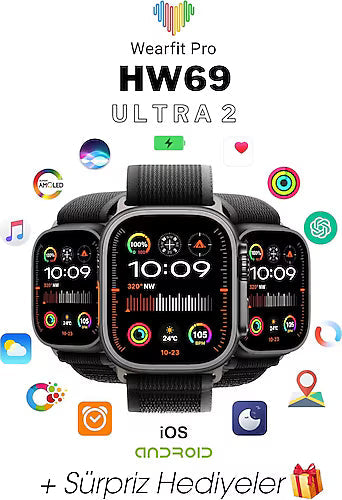 Hw69 ulta2 49mm 2,1 inç amoled ekranlı ios android uyumlu akıllı saat - A3B